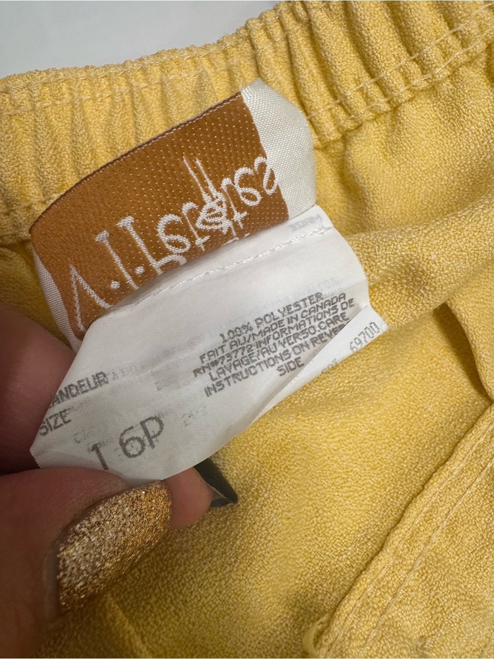 Vintage High-Waist Yellow Tailored Women's Trousers - Picture 7 of 10